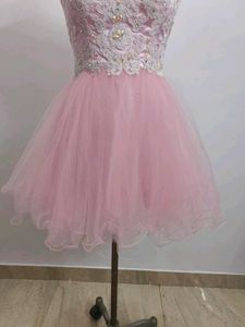Pink Lace Tulle Party Dress