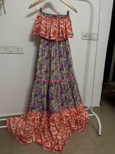 SOLEIL Floral Tiered Sleeveless Ruffle MAXI Dress