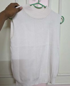 White Knit Sleeveless Top