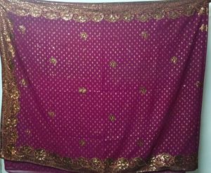 Elegant Dark Pink and Golden Ethnic Saree