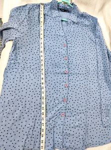 Xxl Blue Polka Dot Shirt Tunic