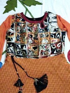 Chic Orange &amp; Print Dress