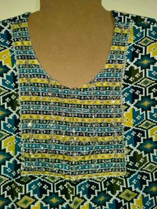 Green Yellow Cotton Kurta