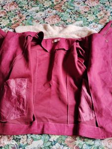 Burgundy Faux Suede Moto Jacket