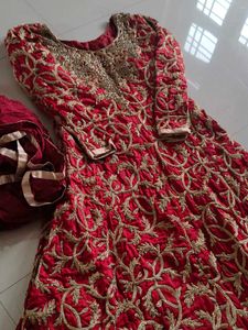 Red &amp; Gold Embellished Gown