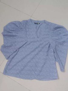 Stylish Blue Puff Sleeve Top