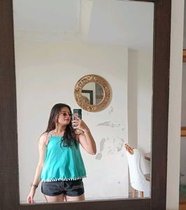 Italian Crepe Pom-Pom top