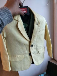 Lemon Yellow Linen Coat For Kid
