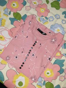 Pink Floral Print Tunic Top