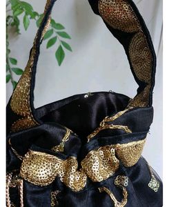 Black Colored Sequence Potli Bag