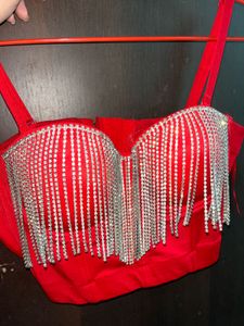 Red Embellished Blouse