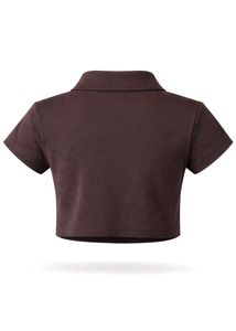 Brown Crop Polo Shirt