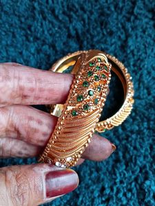 Gold Plated Bangles With Stud