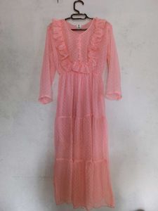 Pink Ruffle Maxi Dress