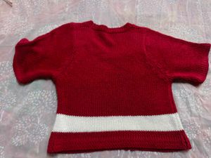 Red &amp; White Knit Crop Top (women's)