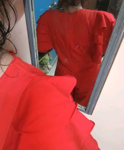 Red Ruffle Sleeve Dress