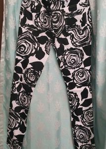 Black and White Floral Print Pants