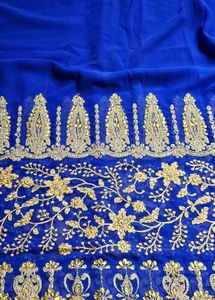 Royal Blue saree with blouse piece