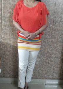 Orange Flutter Sleeve Top