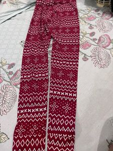 Red Patterned Pajama Set