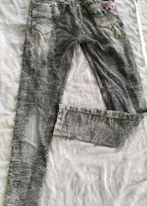 Gray Wash Distressed Jeans