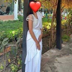 Elegant White Saree with Embellishments