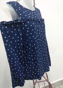 Polka Dot Cold Shoulder Top
