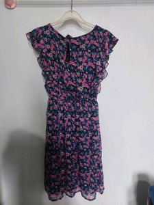 Max Printed Ruffle Sleeveless A Line Dress.