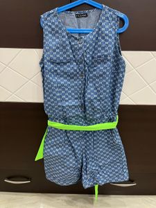 Shorts Jumpsuit With Neon Belt