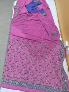 Beautiful Pink Work Saree