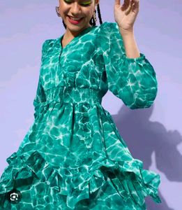 Chic Green Printed Dress