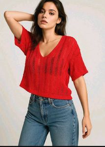 B2G2 🎁Red V-Neck Knit Top D