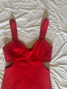 Stunning Red Cut-Out Bodycon Midi Dress