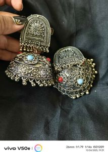 Oxidized big size Jhumka Earrings