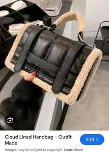 Black &amp; Cream Faux Fur Trim Bag