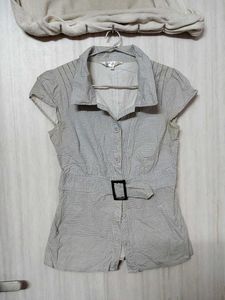 ❗ CLEARANCE ❗ Button-Up Top with Belt Detail