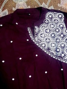 Women Maroon KURTI PLAZZO SET SIZE L