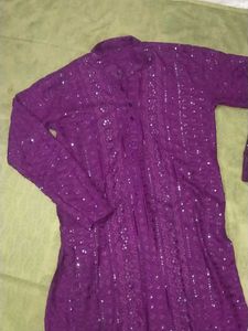 Purple Embroidered Kurta