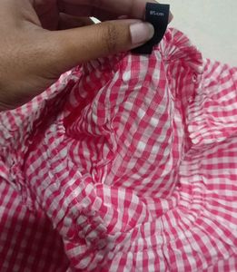 Red Colour Checks Top