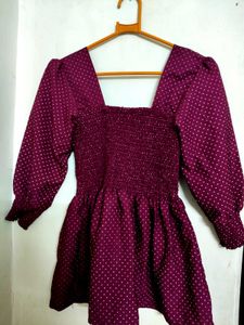 Burgundy Polka Dot Top