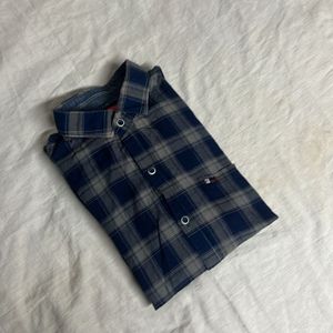 Blue Plaid Button-Down Shirt
