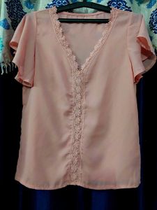 Peach Ruffle Sleeve Top
