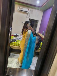 Elegant Blue &amp; Beige Saree