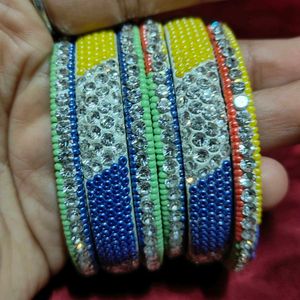 Colorful Beaded &amp; Rhinestone Bangle Set