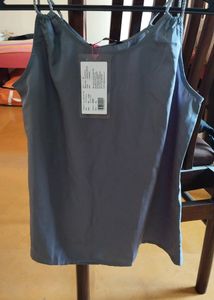 Silver Double Strap Grey Top