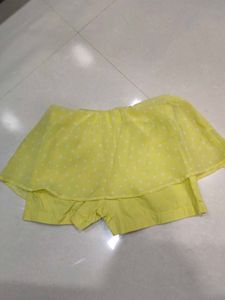 Yellow Ruffled Skirt Shorts