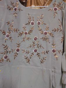 Embroidered Kurta with Ruffle Sleeves