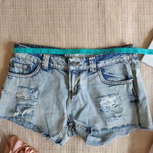 Acid Washed Denim Shorts