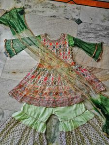 Designer Heavy Mirror Work Sharara Suit Set