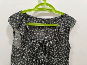 Grey Floral Top